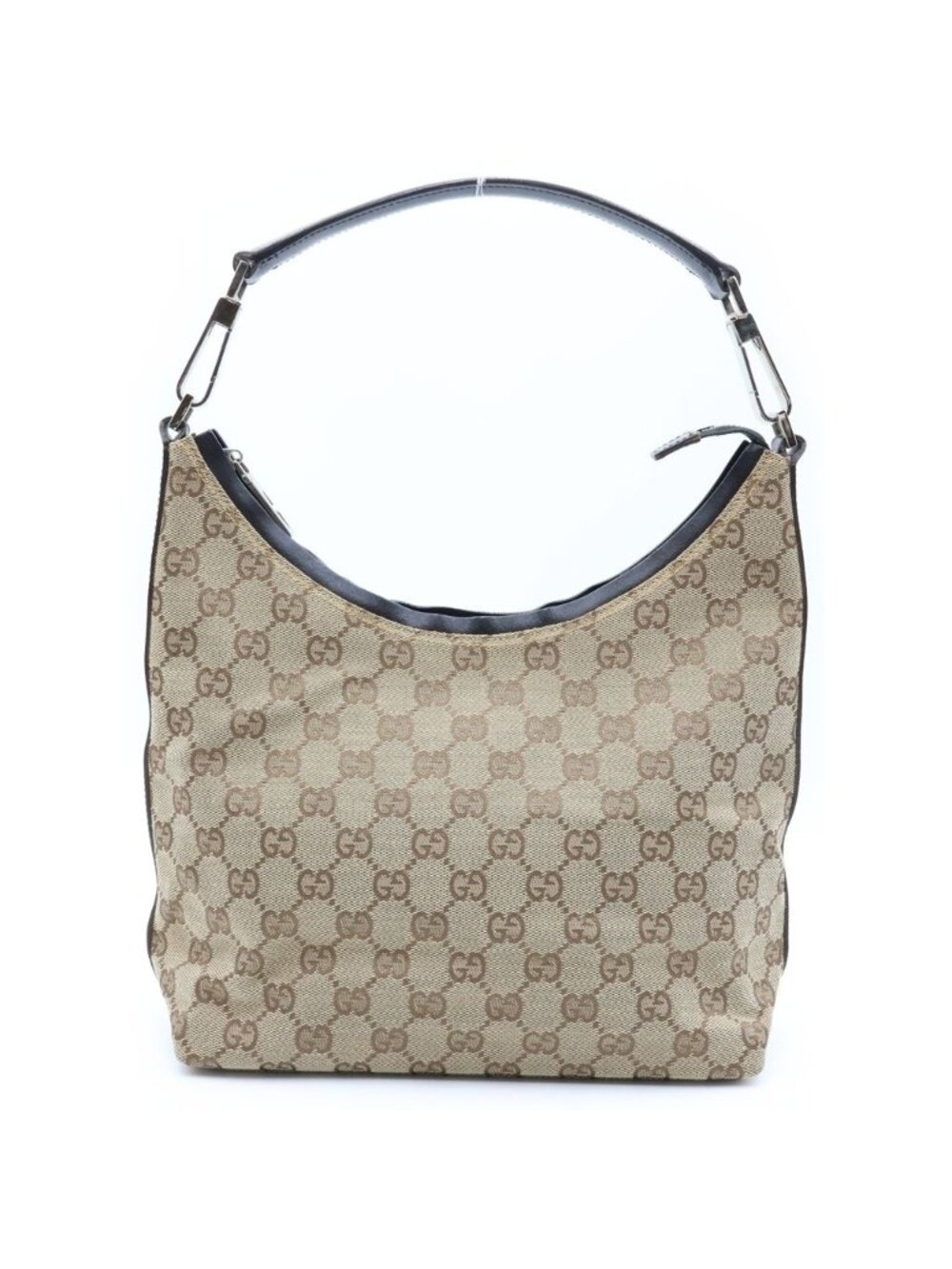 Gucci GG Canvas Back Beige Leather Silver
